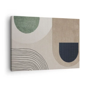 Tablou pe pânză Canvas - Forme geometrice în nuanțe de bej și verde - 70x50cm - Blândețea ovalului - Decorațiune modernă pentru perete pentru living și dormitor ARTTOR