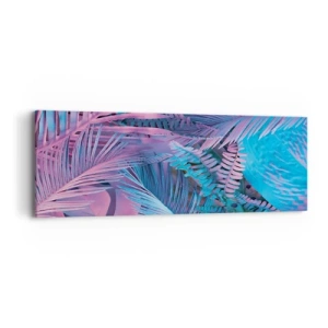 Tablou pe pânză - Palmieri în alb și albastru - 90x30 cm