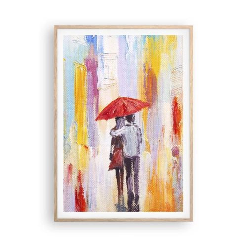 Poster în ramă de stejar deschis - Să plouă în continuare - 70x100 cm