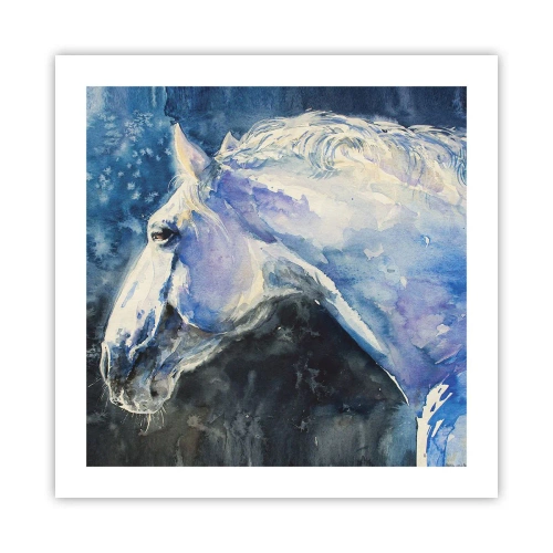 Poster - Portret într-o strălucire albastră - 50x50 cm