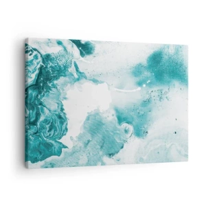 Tablou pe pânză Canvas - Abstracție în nuanțe de albastru cu accente delicate de alb - 70x50cm - Câmpii inundabile de albastru - Decorațiune modernă pentru perete pentru living și dormitor ARTTOR
