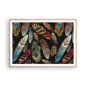 Poster în ramă de stejar deschis - Carnavalul păsărilor - 100x70 cm