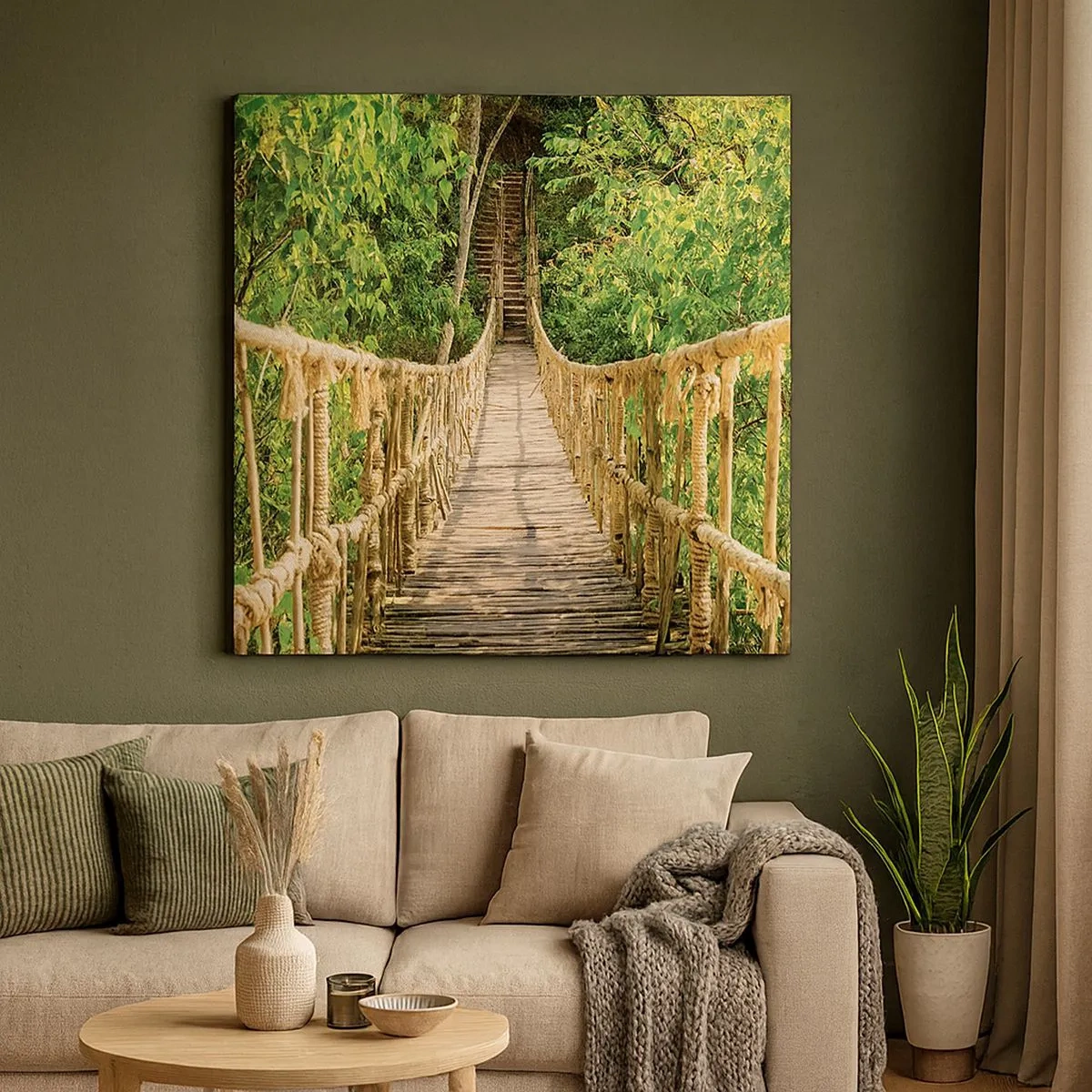 Tablou pe pânză - Suspendat în verde - 30x30 cm