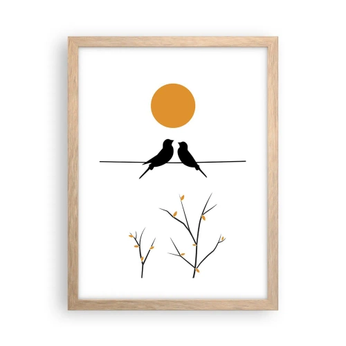 Poster în ramă de stejar deschis - Seară cu privighetori - 30x40 cm