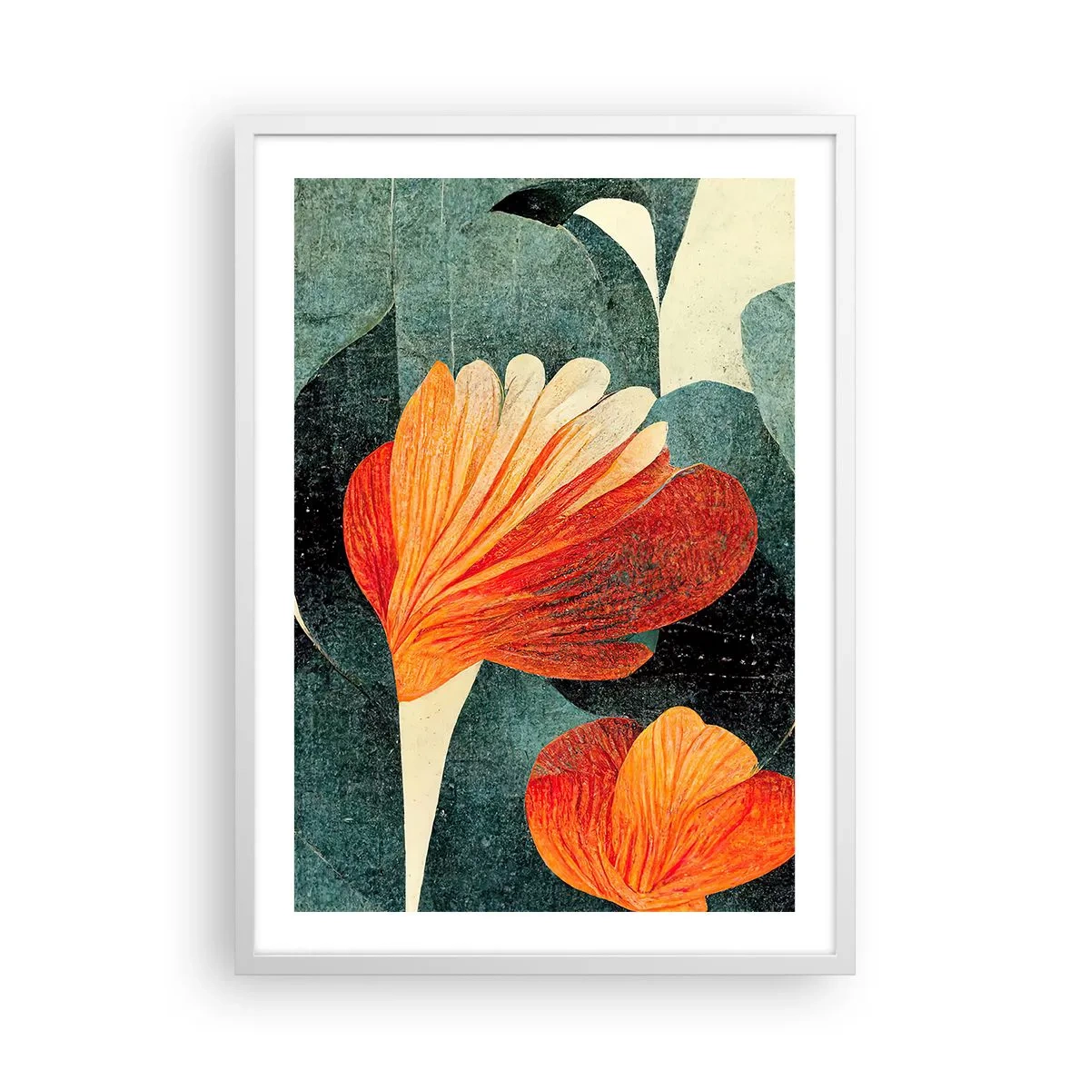 Poster în ramă albă - Căldura de la tropice și răcoarea verdeței - 50x70 cm