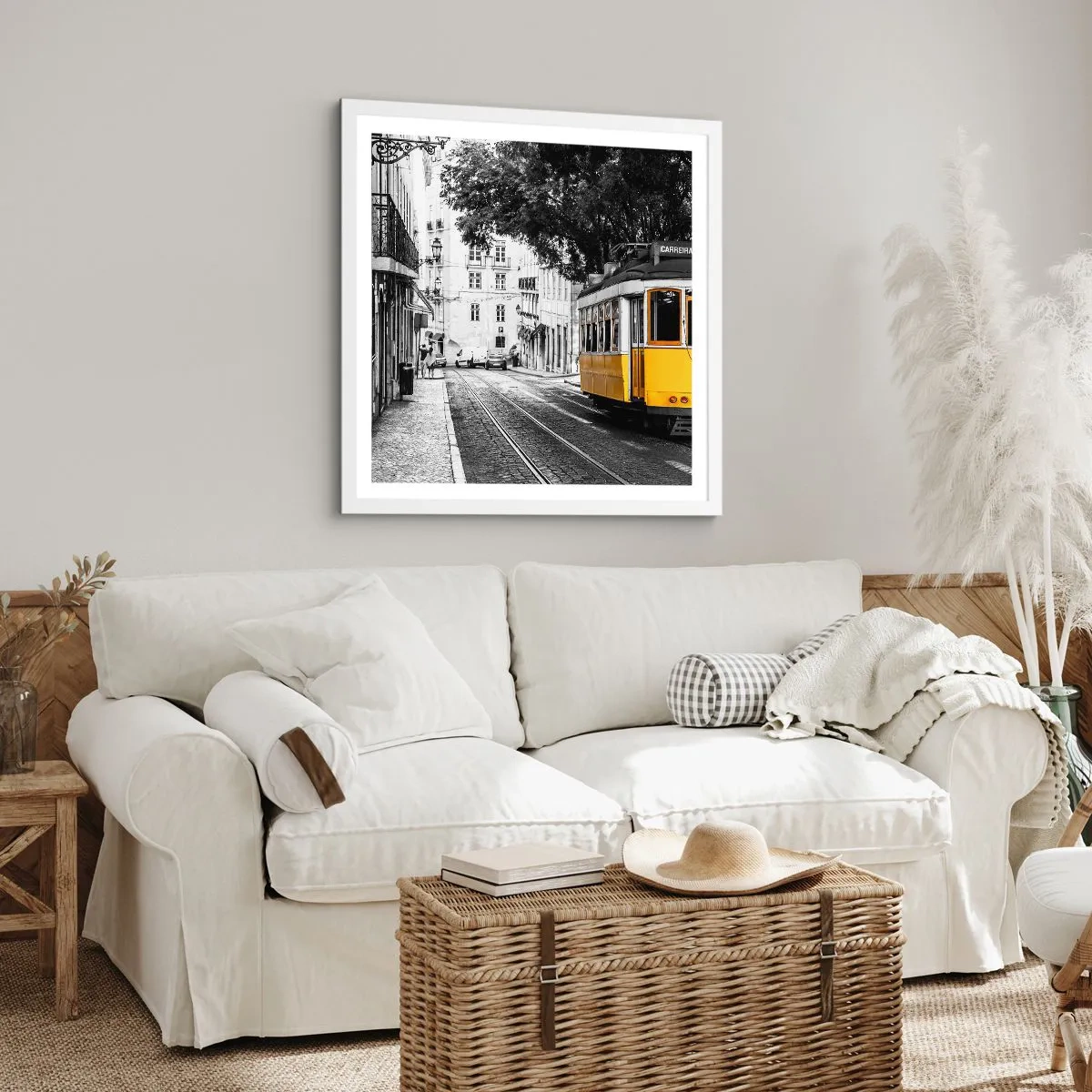 Poster în ramă albă - Sună fado în fundal - 30x30 cm