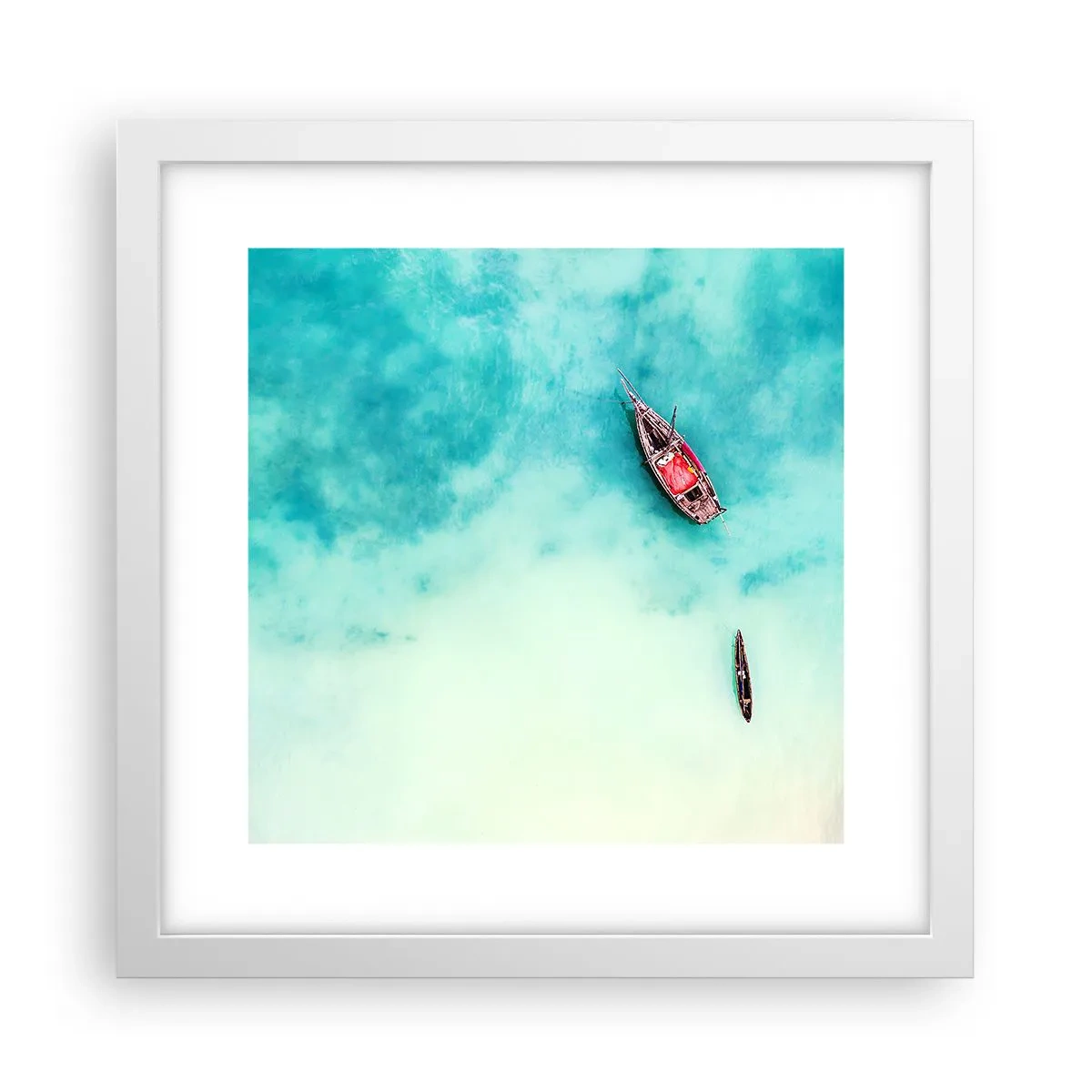 Poster în ramă albă - Pe plajele din Zanzibar, când apele în exces... - 30x30 cm