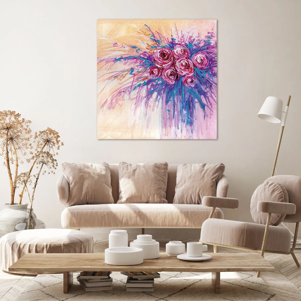 Tablou pe pânză - Fântână de trandafiri - 50x50 cm