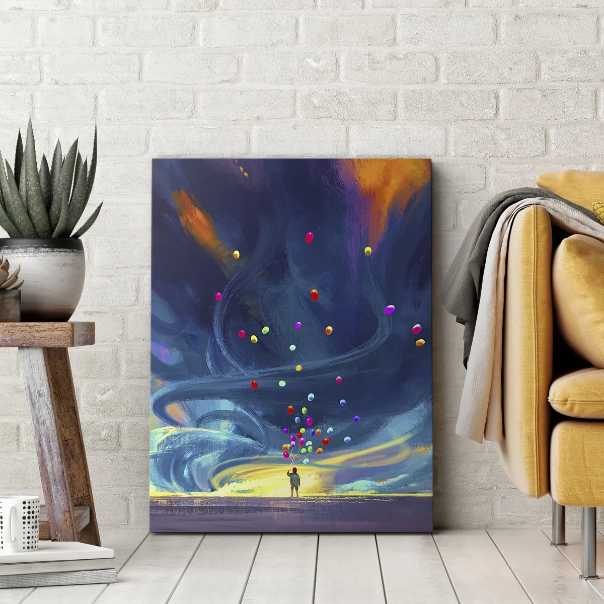 Tablou pe pânză - Pe un vânt albastru - 65x120 cm