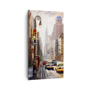 Tablou pe pânză - New York - plin de culoare și în ploaie - 45x80 cm