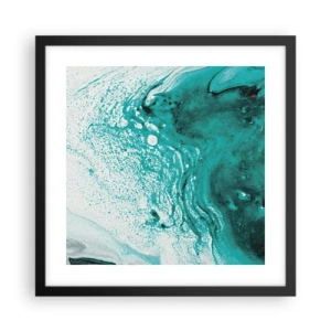 Poster în ramă neagră - Dizolvându-se în alb și turcoaz - 40x40 cm