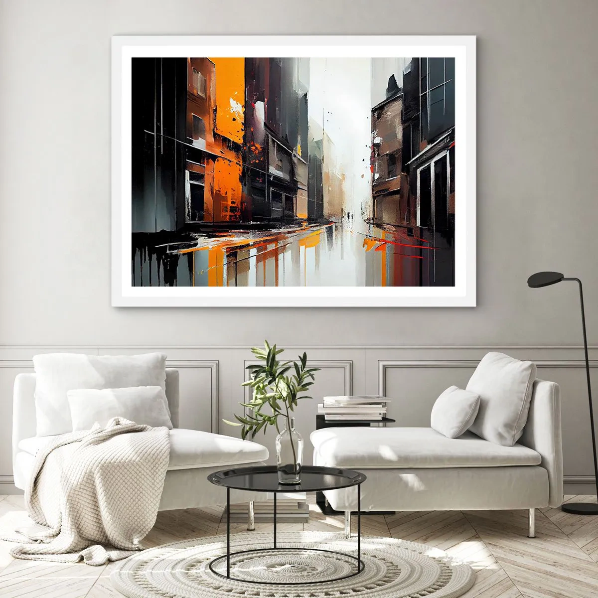 Poster în ramă albă - O zi ploioasă - 50x40 cm