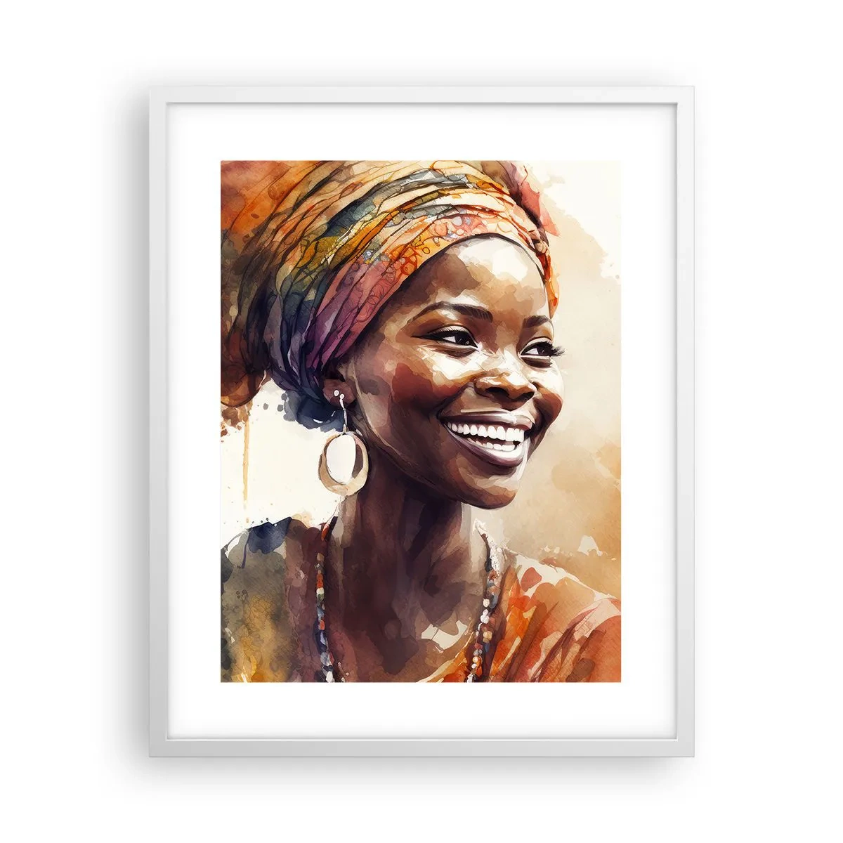 Poster în ramă albă - Regina africană - 40x50 cm