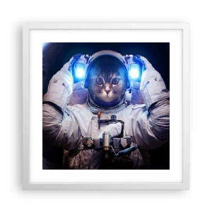 Poster în ramă albă - Houston, aveți o problemă - 40x40 cm