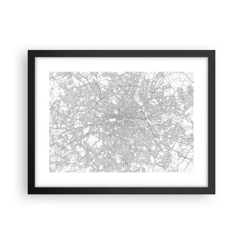 Poster în ramă neagră - Harta labirintului din Londra - 40x30 cm