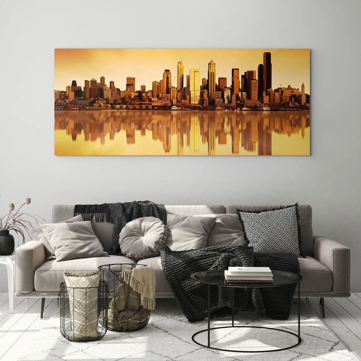 Tablou pe sticlă - Liniștea metropolei - 90x30 cm