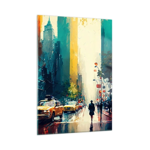 Tablou pe sticlă - New York - aici și ploaia este colorată - 50x70 cm