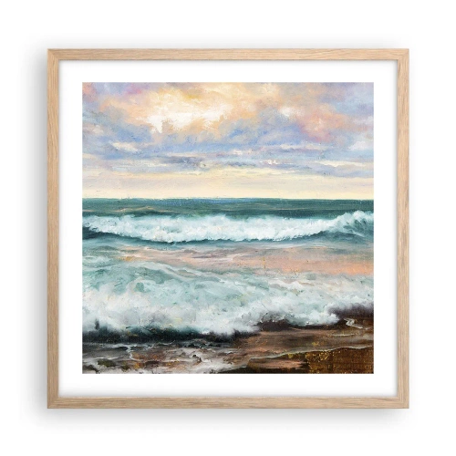 Poster în ramă de stejar deschis - Aici îți vei alina sufletul - 50x50 cm