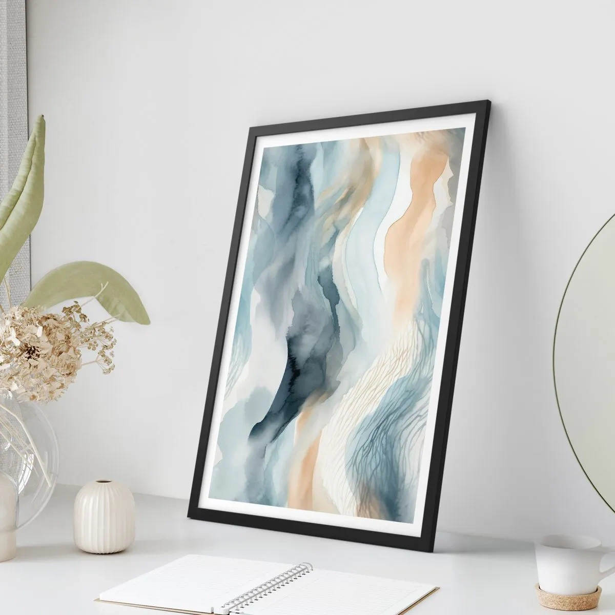 Poster în ramă neagră - Abstracție de zăpadă și ceață - 30x40 cm