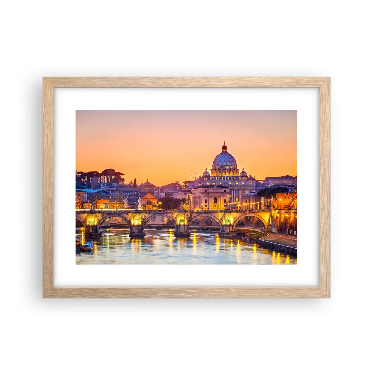 Poster în ramă de stejar deschis - Amurg deasupra Orașului Etern - 40x30 cm