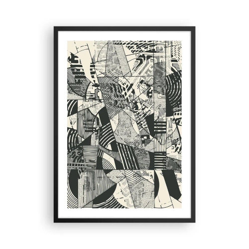 Poster în ramă neagră - Modele geometrice abstracte alb-negru - 50x70cm - Dinamica de astăzi - Decorațiune modernă pentru perete pentru living și dormitor ARTTOR