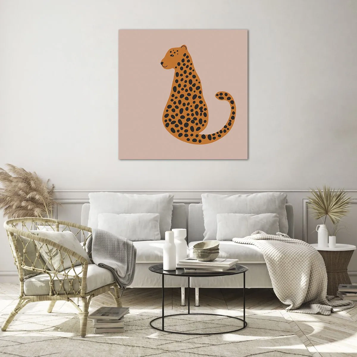 Tablou pe sticlă - Modelul leopard este tot timpul la modă - 50x50 cm