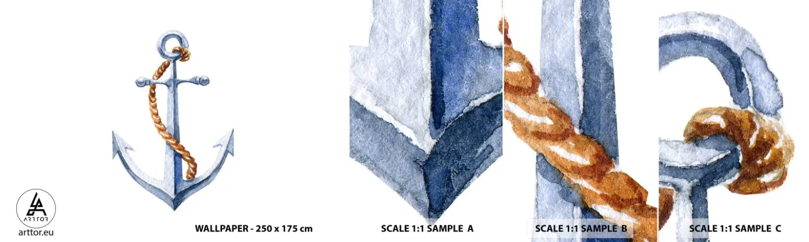 Mostră tapet autocolant Deluxe Sticker - Ahoy aventura! - Ancoră, Hobby, navigație - 100x30 cm