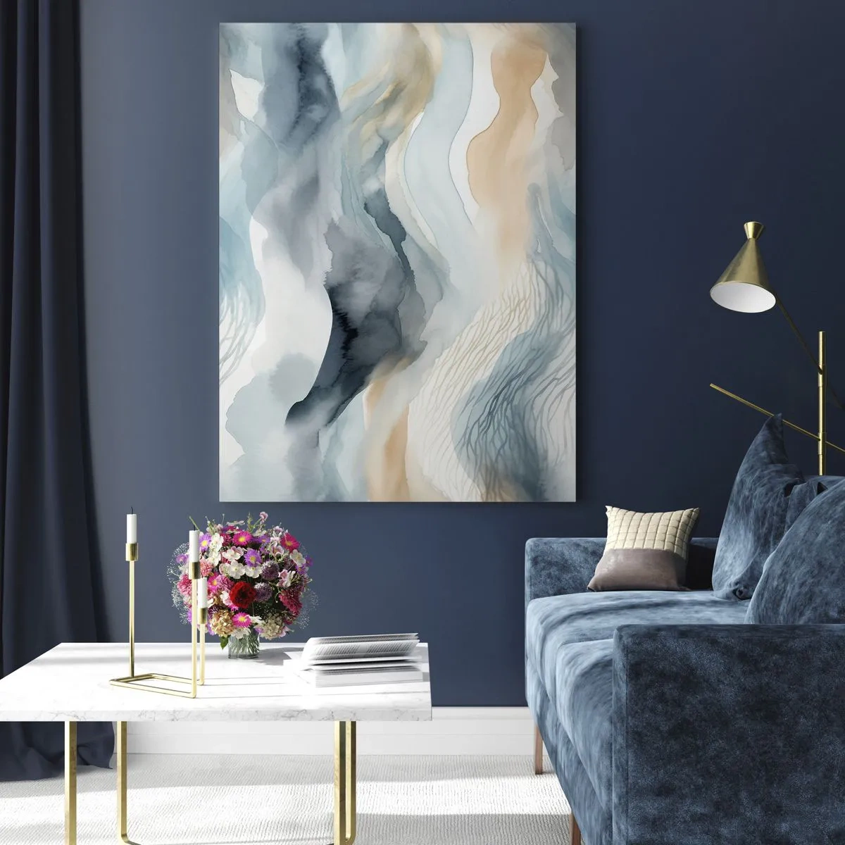 Tablou pe sticlă - Abstracție de zăpadă și ceață - 80x120 cm