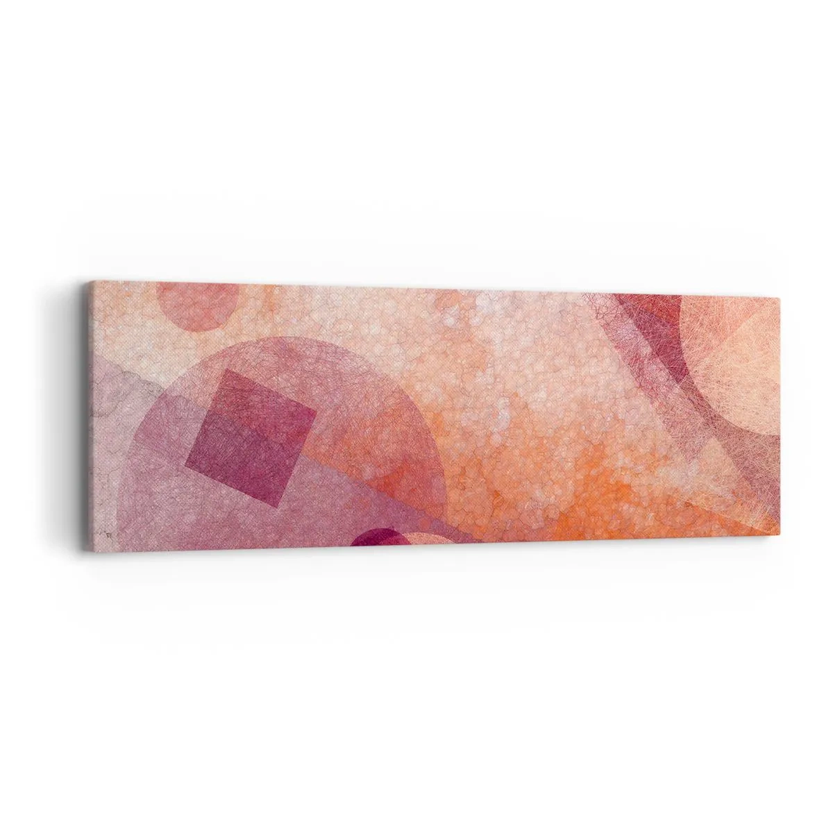 Tablou pe pânză - Transformări geometrice în roz - 90x30 cm