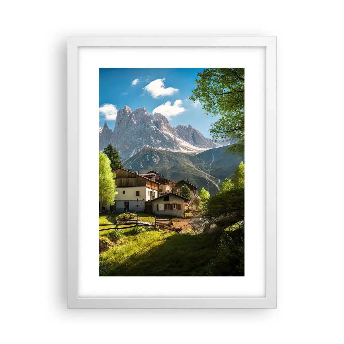 Poster în ramă albă - Idilă alpină - 30x40 cm