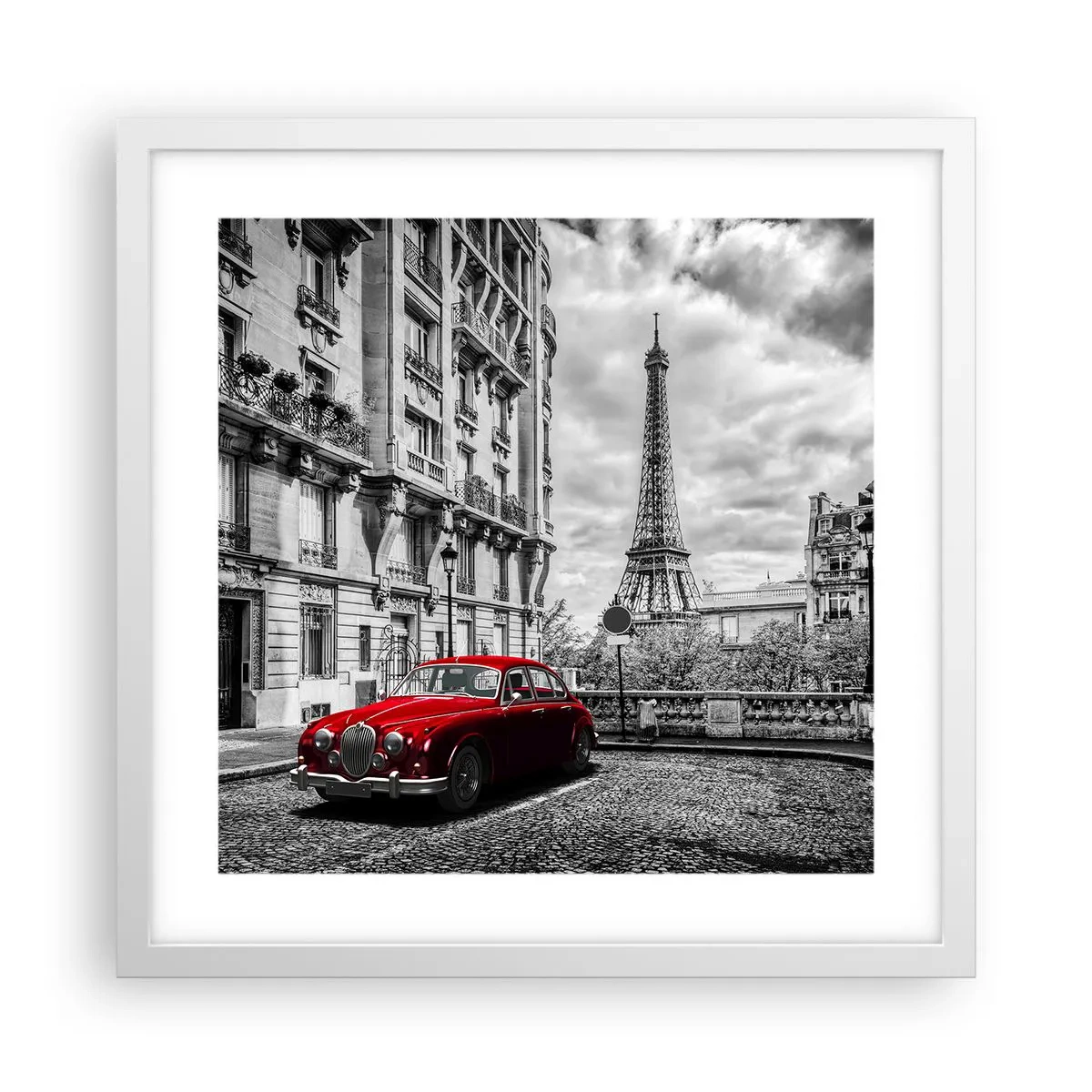 Poster în ramă albă - Prădător în oraș - 40x40 cm