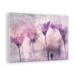 Tablou pe sticlă - Flori delicate în nuanțe pastelate de violet - 70x50cm - Un vis de flori - Decorațiune modernă pentru perete pentru living și dormitor ARTTOR