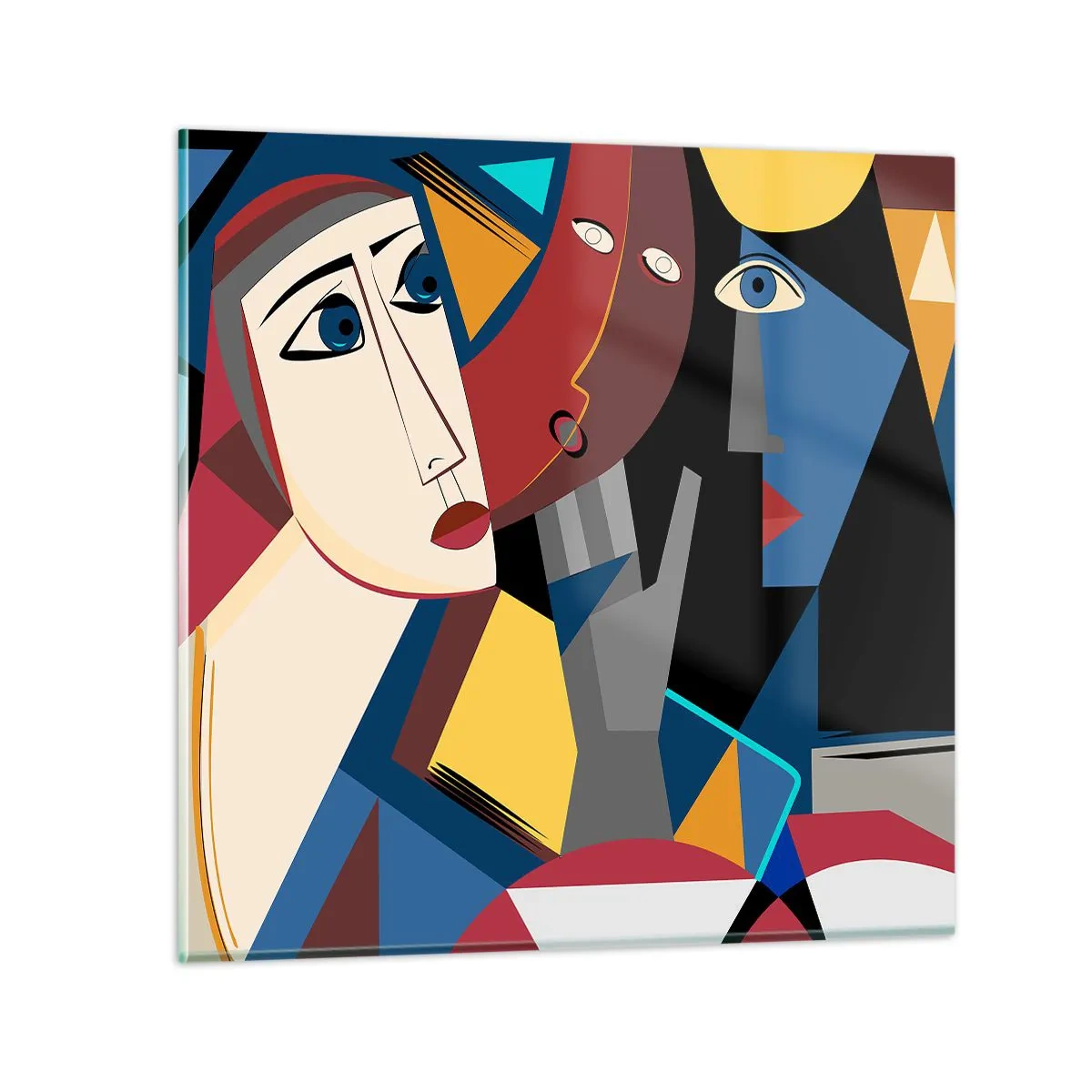 Tablou pe sticlă - Discuția cubiștilor - 30x30 cm