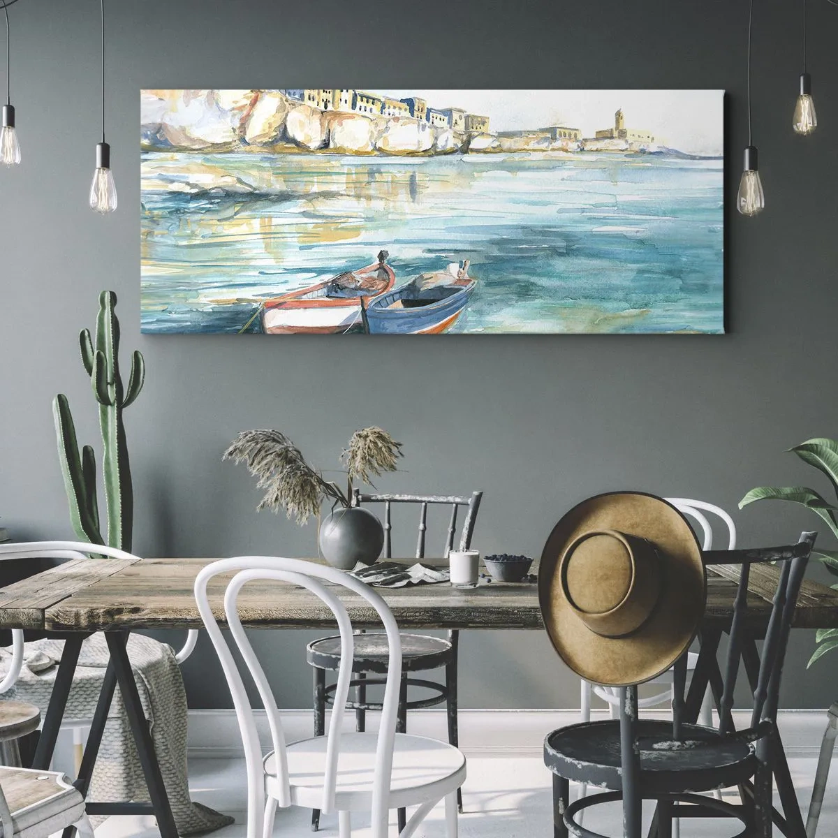 Tablou pe pânză - Peisaj în azur - 120x50 cm