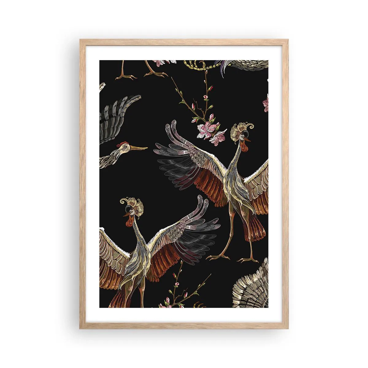 Poster în ramă de stejar deschis - Pasăre de basm - 50x70 cm