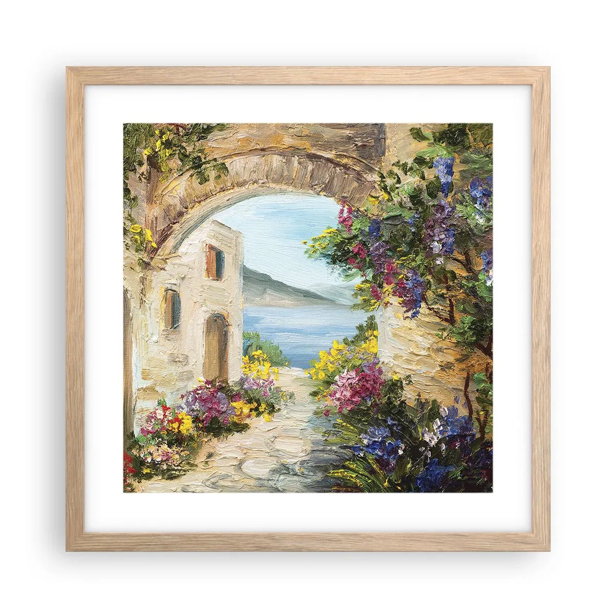 Poster în ramă de stejar deschis - Farmecul peisajului de coastă - 40x40 cm