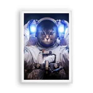 Poster în ramă albă - Houston, aveți o problemă - 70x100 cm