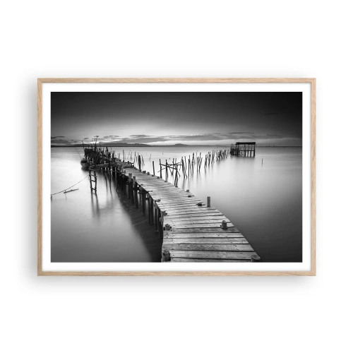 Poster în ramă de stejar deschis - Liniștea unui țărm uitat - 100x70 cm