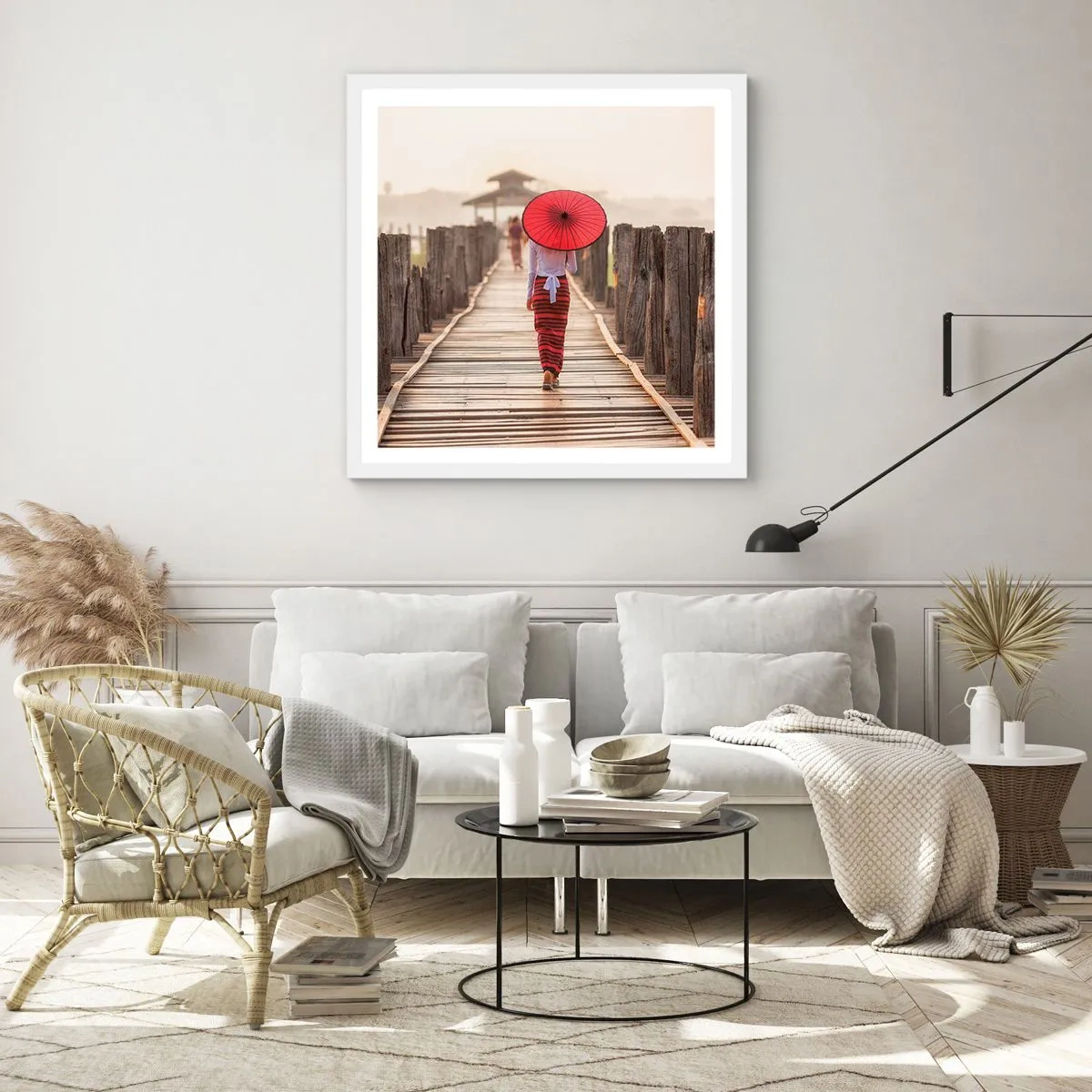 Poster în ramă albă - Pe podul vechi - 30x30 cm