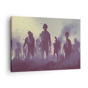Tablou pe pânză Canvas - Scenă întunecată cu siluete cu ochi galbeni - 70x50cm - Ai grijă! Se apropie - Decorațiune modernă pentru perete pentru living și dormitor ARTTOR