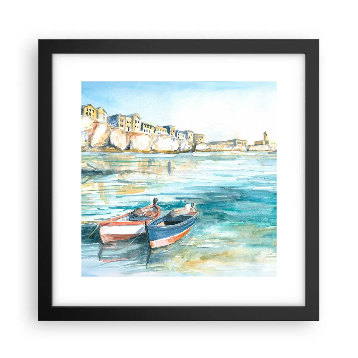Poster în ramă neagră - Peisaj în azur - 30x30 cm