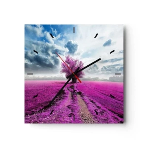 Ceas de perete - Ceas pe sticlă - Câmpul cu iarbă neagră - 30x30 cm