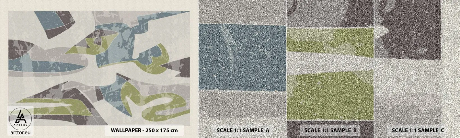 Mostră tapet Premium Sand - Compoziție din spatele geamului - Forme, Abstracția, Pastel - 100x30 cm