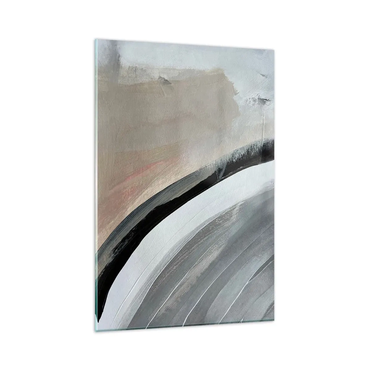 Tablou pe sticlă - Compoziție: arc de negru și gri - 80x120 cm