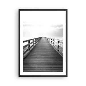 Poster în ramă neagră - Un pod alb-negru care duce spre infinit - 50x70cm - Departe, departe... - Decorațiune modernă pentru perete pentru living și dormitor ARTTOR