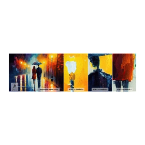 Mostră de Tapet Standard Eco - Împreună - o noapte plină de culoare - Cuplu, Romantic, Mers pe jos - 100x30 cm