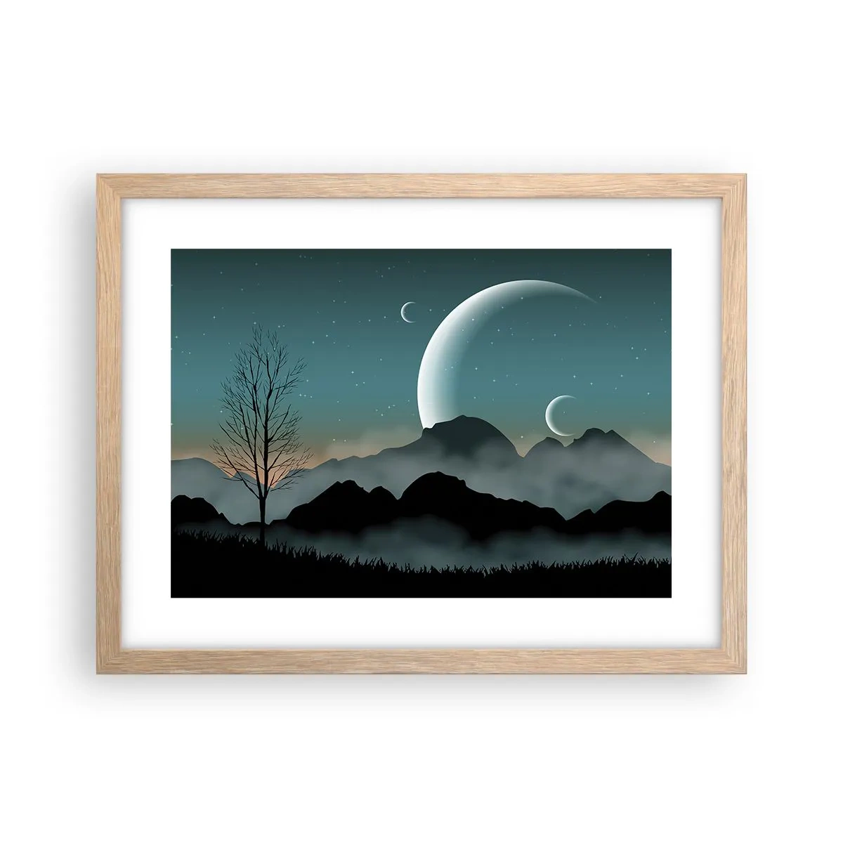 Poster în ramă de stejar deschis - Carnavalul unei nopți înstelate - 40x30 cm