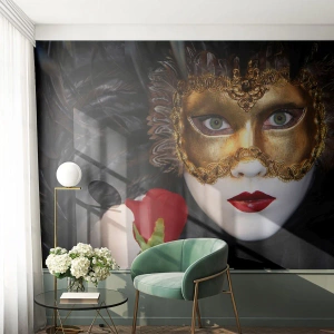 Fototapetă personalizată Premium Canvas - Pentru că viața e un bal - Capota, Trandafir, buze rosii