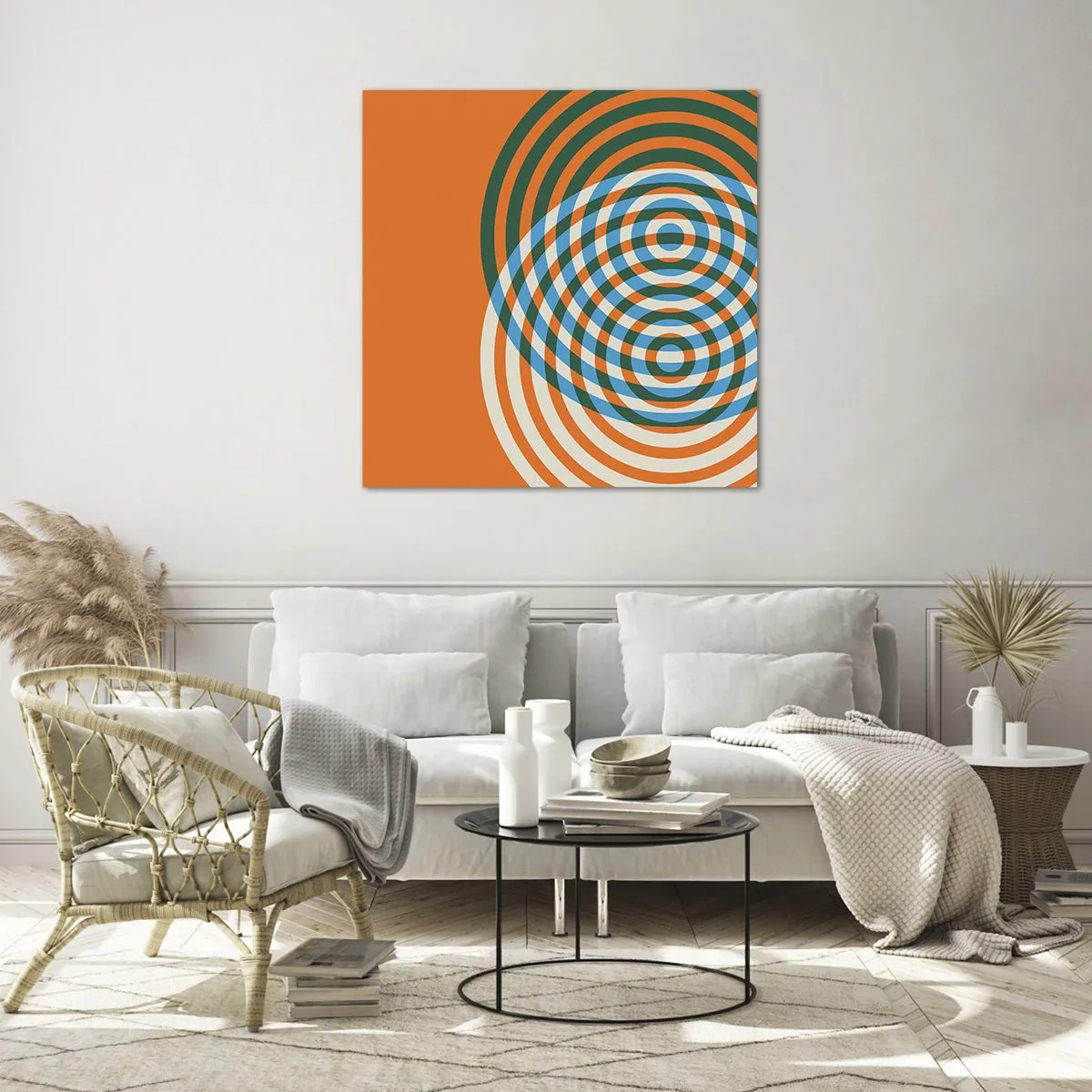 Tablou pe sticlă - Variație circulară abstractă - 40x40 cm