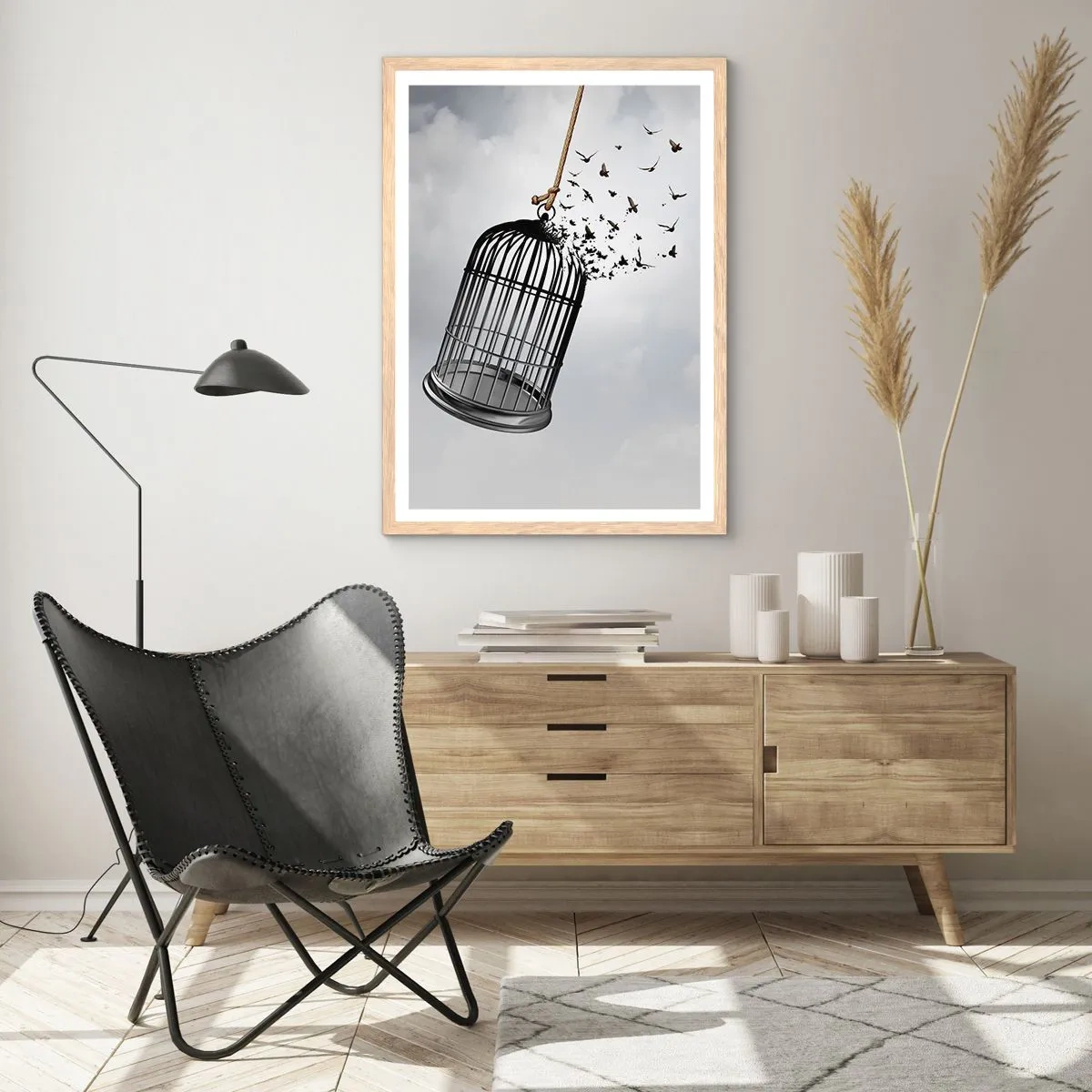 Poster în ramă de stejar deschis - Credință...Speranță...Libertate! - 70x100 cm